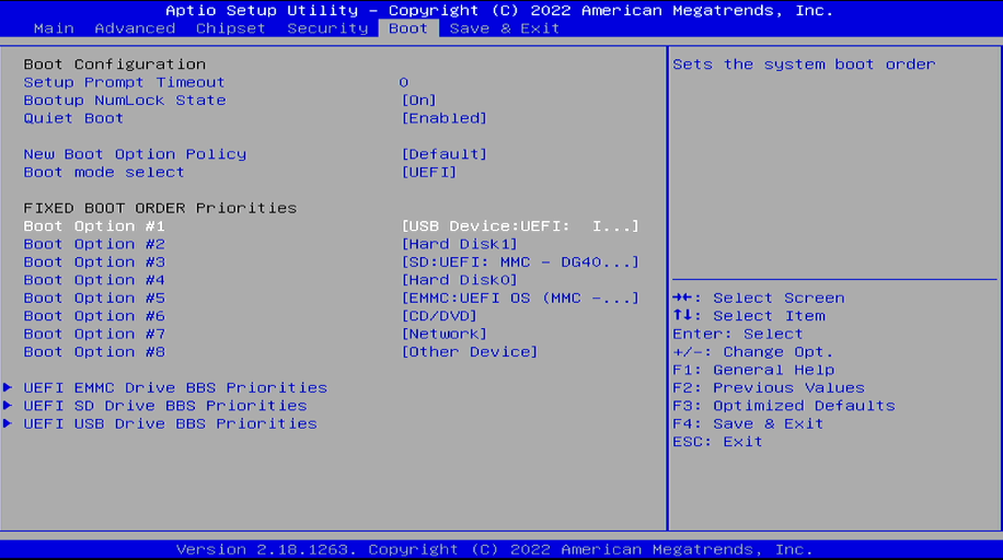 BIOS updated boot order