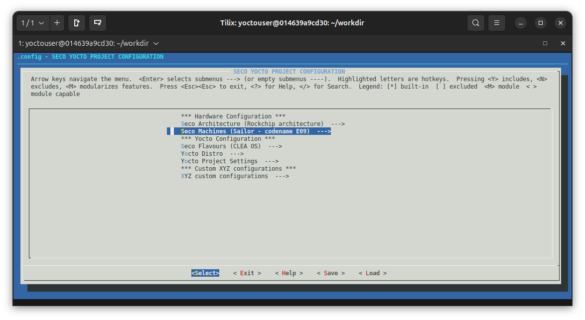 Menuconfig customized machine