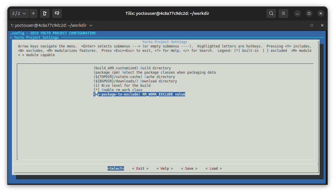 Yocto Project Settings for E09 after modifications