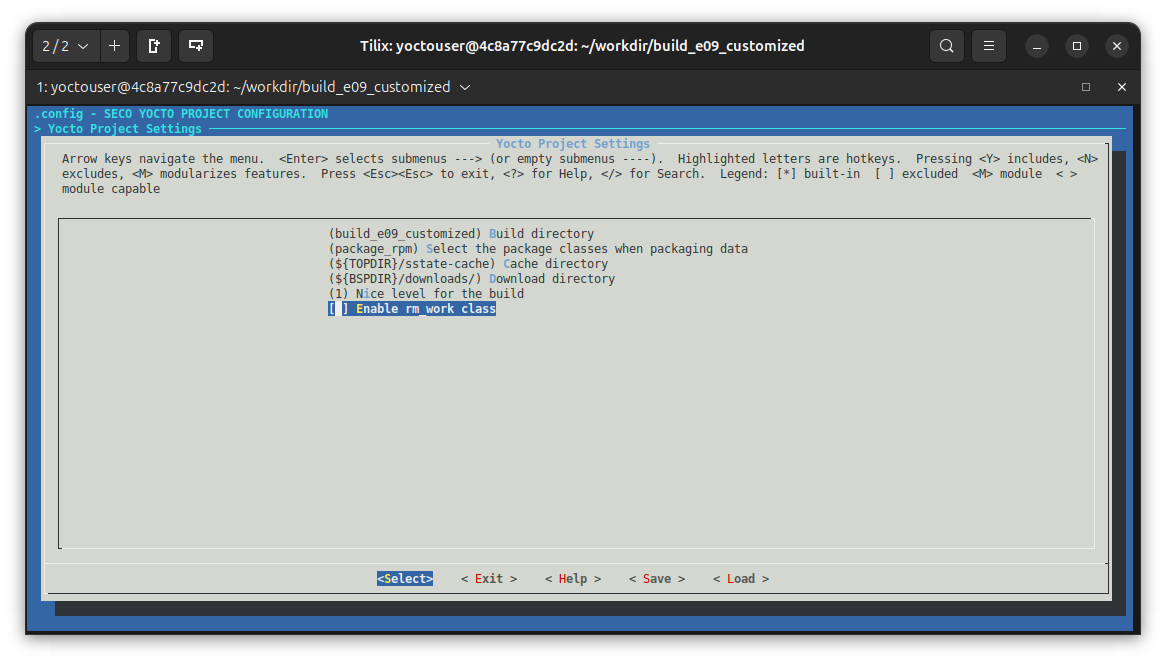 Menuconfig E09 remove INHERIT