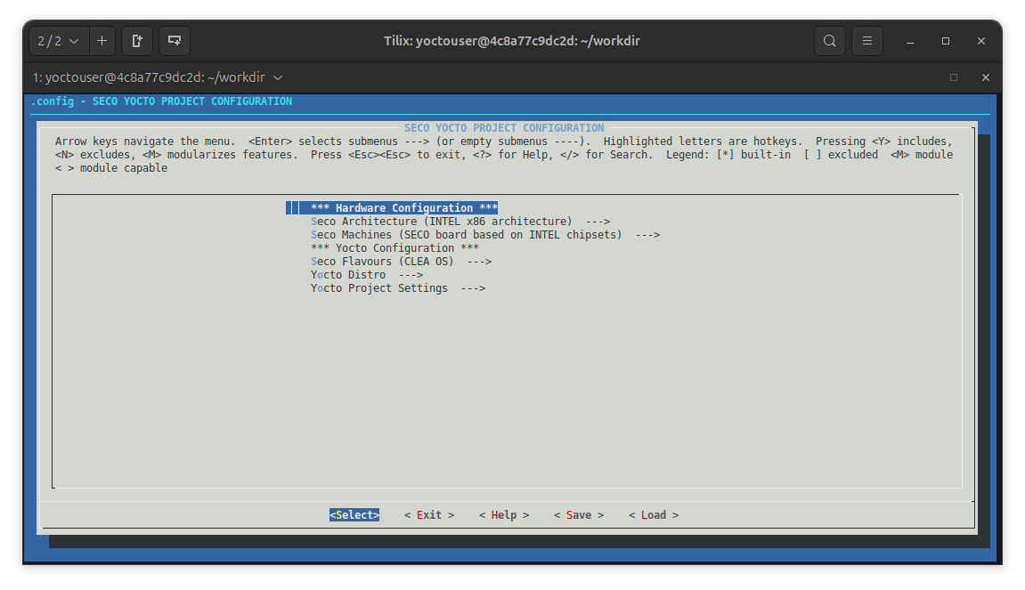 Menuconfig landing page