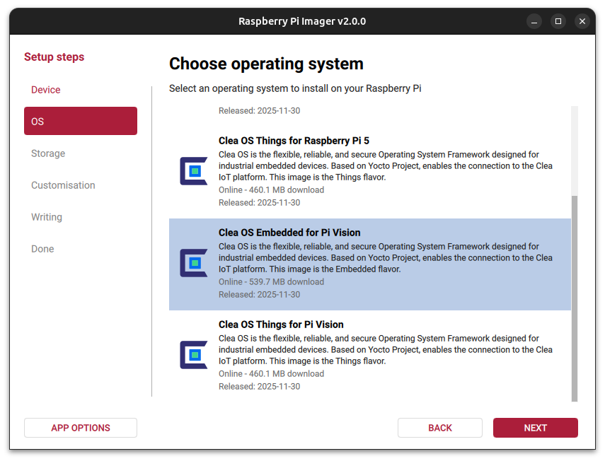 Clea OS in the Imager